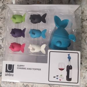NWT Umbra Fish Wine Stopper and Charms